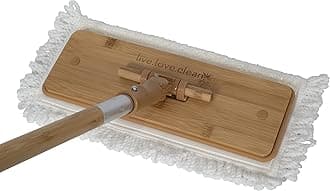 Harper Live.Love.Clean. Bamboo 2-in-1 Smooth Surface Wet/Dry Dust Mop with (2) Washable Pads for Cleaning Dust, Pet Hair & Fine Dry Dirt