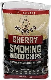 Mr Bar-B-Q Cherry Wood Smoker Chips, 100% All Natural Wood Chips for Smokers, Works with Smoker, Gas, Electric Grill, Sweet & Fruity Flavor for Smoking, Grilling, BBQ, Camping (1.8 lb Bag)
