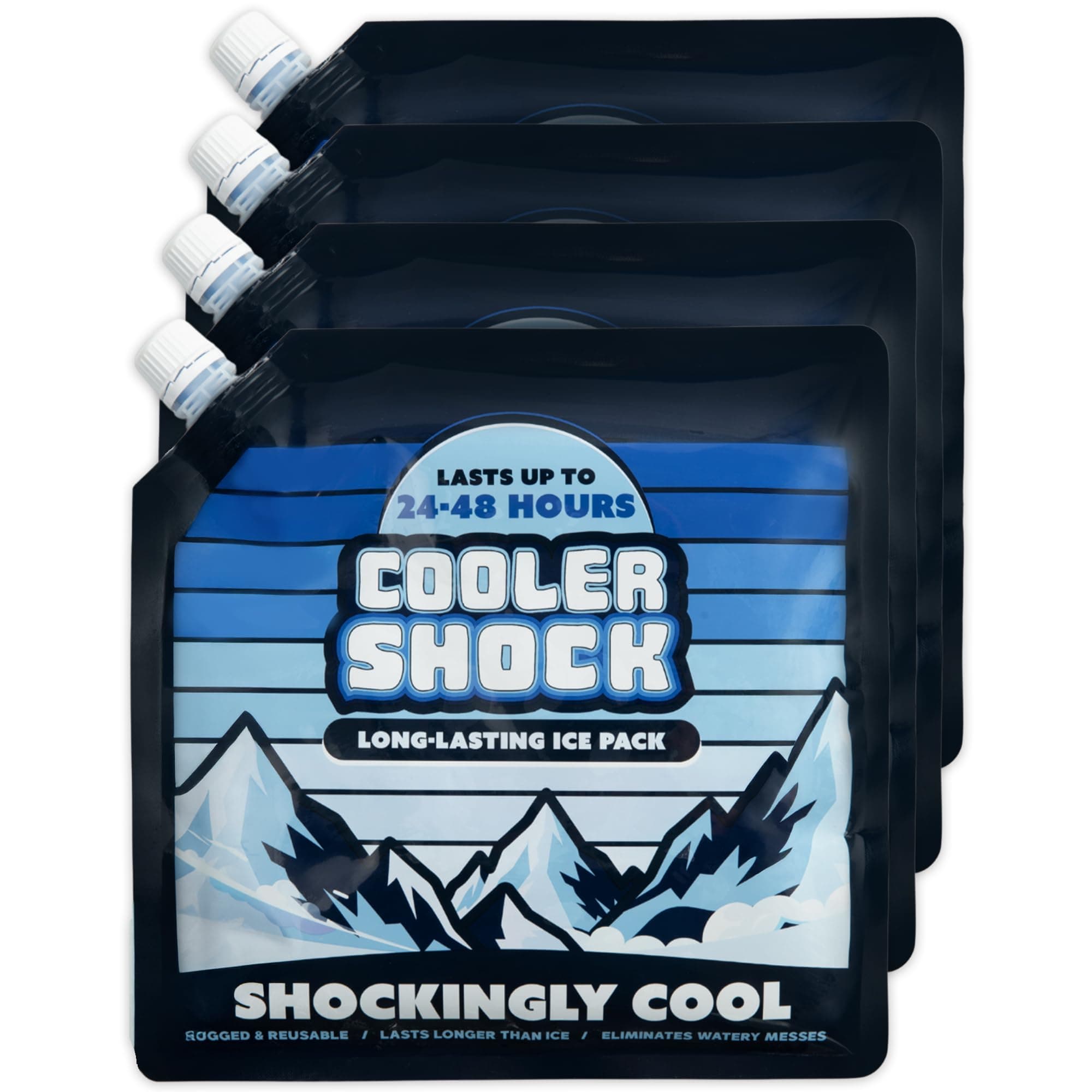 Cooler Shock Reusable Ice Packs for Cooler - Long Lasting Cold Freezer Packs for Coolers and Lunch Boxes - Cooler Ice Packs for Camping Gear, Fishing, Road Trips, Beach Must Haves