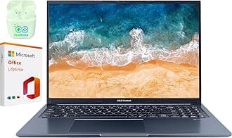 ASUSVivobook Business Laptop Computer, 16" WUXGA Laptop 40GB RAM 1TB SSD, AMD Ryzen 7 5800HS Processor, Windows 11 Home Laptop with Microsoft Office Lifetime, PLUSERA Earphones, Quiet Blue