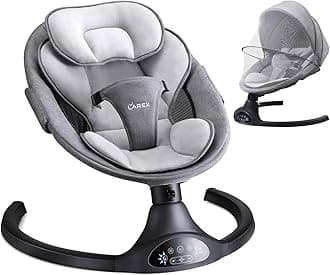LAREX Baby Swing Infant Swing Electric Toddler Baby Rocker Portable for Newborn Boy Girl, 5 Sway Speeds with Remote Control, 10 Preset Melodies and Bluetooth, 0-6 Months Max 20 Lbs (Black)