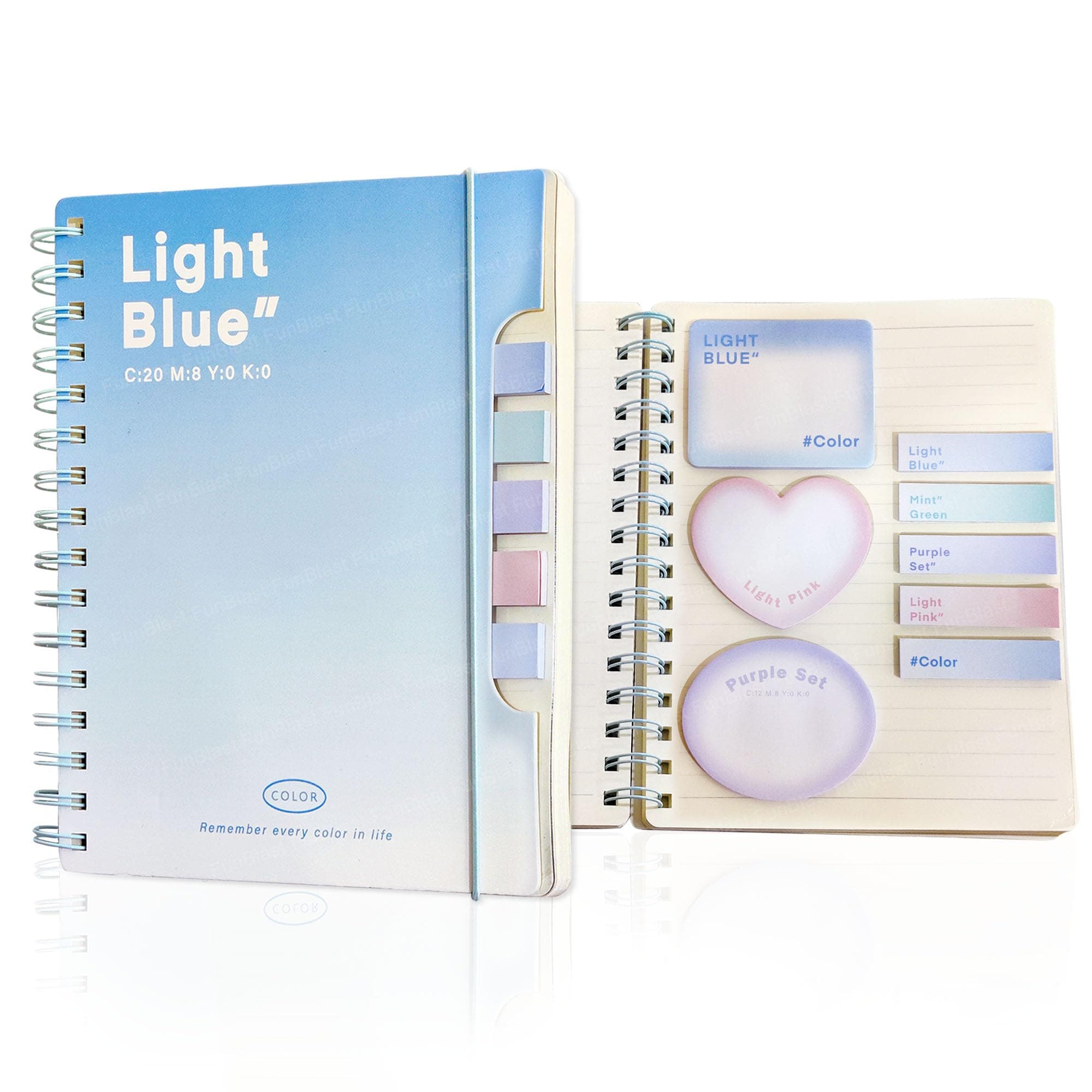 FunBlast Diary for Girls – Spiral Notebook Diary with Sticky Notes, Ruled Notebooks for Boys & Girls, Cute Kawaii Stationery, Aesthetic A5 Size Journal Diary – 100 Sheets (LightBlue)