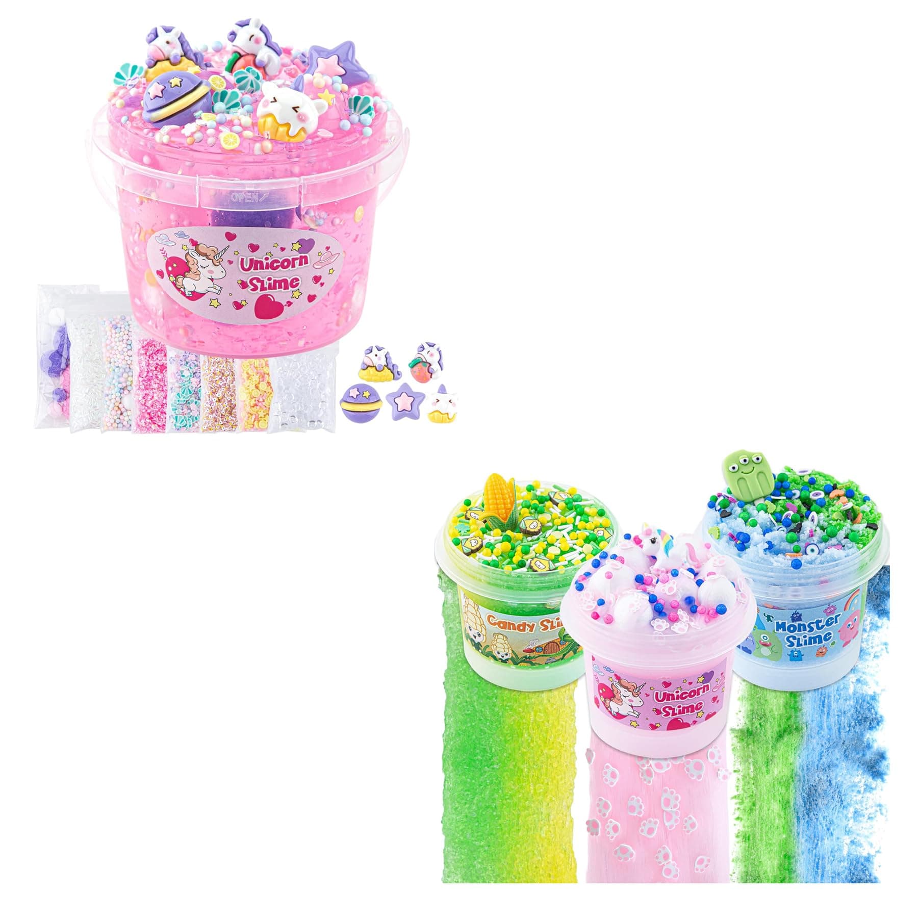3 Pack Different Textures Slime Kit & Unicorn Slime Kit 300mL