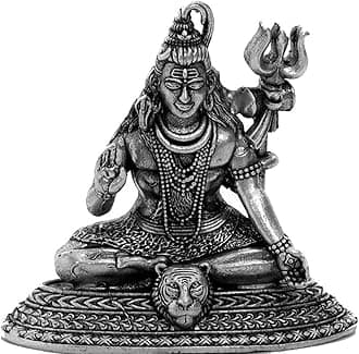 SHIJPIK 92.5 Pure Silver Mahadevji Idols (4x3.5 cm), Home Decor,Silver Idols of Gods, Murti, Suitable to Store in Pooja Room, Office, Home/Best for Gifting/Shivji - VIS0011