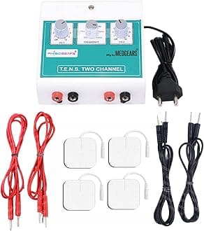 Physiogears Mini Tens Two Channel Portable Nerve Whole_Body Stimulator Electrotherapy Physiotherapy Compact Machine with One Year Warranty Massager (Self Adhesive Pad), Off White