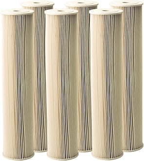 Pentair Pentek ECP5-20BB Big Blue Sediment Water Filter, 20-Inch, Whole House Heavy Duty Pleated Cellulose Polyester Replacement Cartridge, 20 x 4.5 Inches, White End-Cap, 5 Micron, Pack of 6