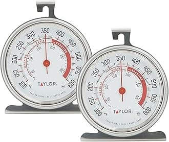 5932 Large Dial Kitchen Cooking Oven Thermometer, 3.25 Inch Dial, Stainless Steel, Oven Thermometers, Silver - 2 Pack