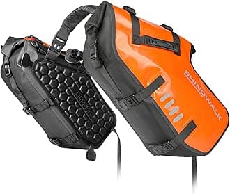 Rhinowalk Motorcycle Saddlebags Waterproof Side Saddlebags, Compatible with most motorcycle racks, adventure、street、sports、dirt bike (28L Orange)