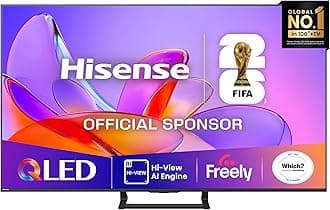 – Hisense 55" 55A7QTUK QLED Smart AI TV - 4K Direct Lit Viewing, Quantum Dot Colour, Hi-View AI Engine, Built in Subwoofer, Dolby Vision, Dolby Atmos with with Freely, Disney +, YouTube, Netflix