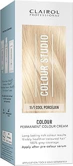 Clairol Colour Studio Permanent Colour Cream | Hair Dye | Long-lasting Rich Tones | 100% Grey Coverage | Dermatologically Tested Vegan Formula | Hair Colouring Kit | Cool Porcelain 11/1 I 50ml