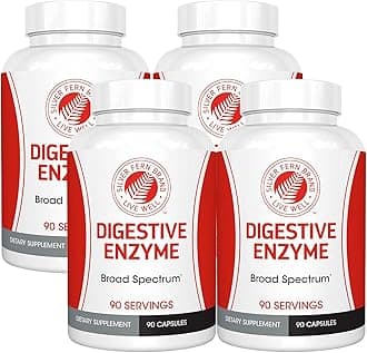 Silver Fern Brand Ultimate Digestive Enzyme Supplement - 4 Bottles - High Potency, Multi Enzyme - Digestive Comfort & Food Tolerance - Amylase, Protease, Cellulase, More