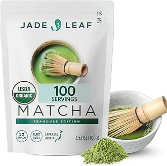 Jade Leaf Matcha Organic Ceremonial Grade Matcha Green Tea Powder - 100% Pure Japanese First Harvest Green Tea for Ceremonies, Usucha, Lattes 100g / 3.53 Ounce Pouch (Pack of 1)
