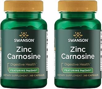 Swanson Zinc Carnosine (PepZin GI) - Natural Supplement Promoting Gastric Health & Digestive Support - Supports Microbial Balance in The Stomach - (60 Capsules) (2 Pack)