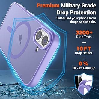SUPFINE Magnetic for iPhone 16 Plus Case(Compatible with MagSafe)(10 FT Military Grade Drop Protection) Slim Translucent Matte Shockproof with Anti-Fingerprint Phone Case,Purple
