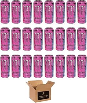 Monster Energy Drink Flavours | Juiced, Zero Sugar, Ultra, Monarch, Fiesta Mango, Strawberry Dreams, VR46, Punch | High Caffeine Sports Energy Drink (Ultra Fantasy Ruby Red - 500ml x 24Pack)