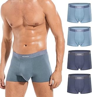 Mens Ice Silk Underwear 4-Pack Boxer Briefs Ice Sikn Comfortable Soft Trunks Underwear With Gift Box