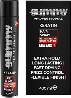 Gummy Professional – Keratin Hair Spray Ultra Strong Hold for Styling and Shape Control – Matte Finish with Long-Lasting Hold, Volume and Frizz Control – Unscented – 400 ml / 13.53 oz