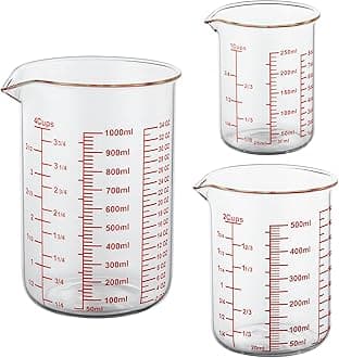 High Borosilicate Glass Measuring Cup Set-V-Shaped Spout，Includes 250ml(8OZ), 500ml(16OZ), and 1000ml(32OZ) Glass Measuring Beaker for Kitchen or Restaurant, Easy to Read