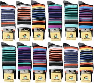 Mens Men Cotton Dress Socks Fun Colorful Fashion Stretchable Classic Comfort Mid Calf Crew Socks 10-13