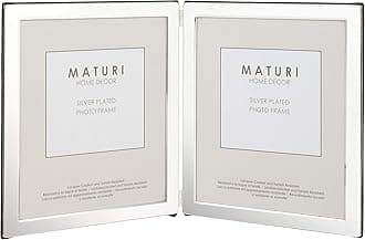 Maturi Silver Plated Double Photo Frame - Flat Edge Portrait, 5 x 7-inch (13 x 18cm)