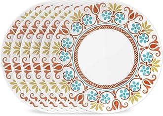 Corelle Vitrelle 10.25" Dinner Plates Set, Triple Layer Glass and Chip Resistant, Lightweight Round Plates, 6-Piece Terracotta Dreams