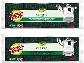 Heavy Duty Classic Nail Saver Scrub Sponge, 16 units (8x2)/pack | Kitchen sponge | Dish sponge | Scrub | General Purpose Cleaning | Food Safe | Non-Rusting | Kitchen, Garage, Outdoor