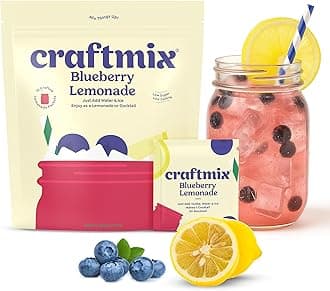 Blueberry Lemonade Mix, 12 Packets, Easy Powder Drink with Real Fruit, Low-Sugar, Vegan, Low-Carb, Non-GMO, Dairy-Free, Gluten-Free, Flavored Water Enhancer, On-the-Go Water Flavoring Packets