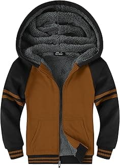 SWISSWELL Hooded Jacket for Boys Full Zip Ultra Soft Sherpa Fleece Hoodie Sweatshirt for Kids School Hooded Outerwear