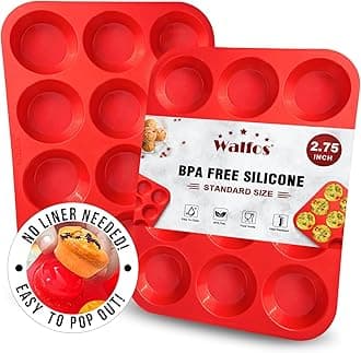 Muffin Pan Set - 12 Cups Regular Silicone Cupcake Pan, Non-stick and BPA Free, Great for Making Muffin Cakes, Tart, Fat Bombs - Dishwasher Safe, 2-Piece