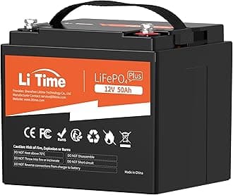 LiTime 12V 50Ah Plus LiFePO4 Lithium Battery, Ideal Replacement for AGM Battery, 50A BMS, 4000+ Cycles, Output Power 640W, Perfect for Trolling Motor, RV, Boat, Camping, etc. (1 Pack)