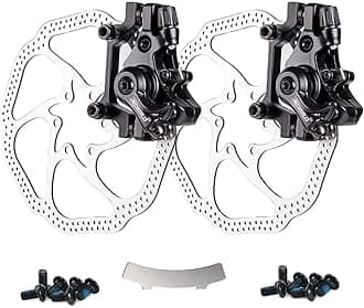 Farbetter Bike Disc Brake Kit, Including Front and Rear Caliper, 160mm Rotor, Mechanic Tool-Free Pad Adjuster for Mountain Bike, Road Bike, Fixed Gear Bike, MTB, BMX (Black)