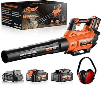 Decerk 21V Leaf Blower Cordless, Electric Snow Blowers with 2X 4.0Ah Battery, Lightweight Blower with Turbo Button, Variable Speed Dial, and Cruise Control for Sidewalks, Garages, Yards & Patios
