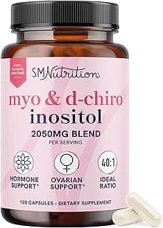 Myo-Inositol & D-Chiro Inositol for Hormone Balance for Women | Fertility, Ovarian Health & Cycle Support | Ideal 40:1 Ratio, Myoinositol 2000mg & D Chiro 50mg | Ovarian Support Vitamins | 120 Ct.