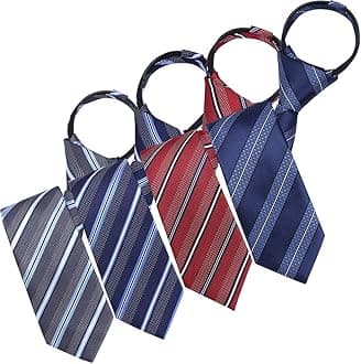 4 Packs Pre-tied Adjustable Zipper Skinny necktie,2.35inch Clip on Slim Ties for men or boys (Mixed D, 4)