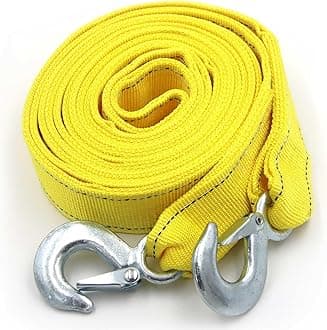 Heavy Duty Tow Strap with Safety Hooks | 1.8” x 13’ | 11000 LB Capacity, Tow Rope Yellow Shackle for Vehicle Recovery, Hauling, Stump Removal & Much More,Best Towing Accessory for Car