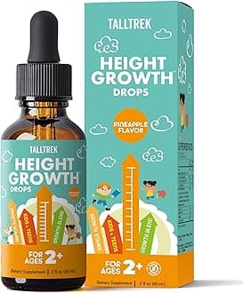 Height Growth Supplement Drops for Kids - Teens Bone Growth Height Increase and Maximizer Immune Health Drops with Vitamins D3 K2 Zinc & Calcium - Gluten Free Vegan Pineapple Flavor