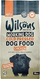 Wilsons - Cold Pressed Dog Food - Complete Dry Meal with Natural, Hypoallergenic, Grain Free Ingredients, Best Introduced Gradually, Suitable for Adult Dogs and Puppies 2 Months + (Chicken) (15kg)