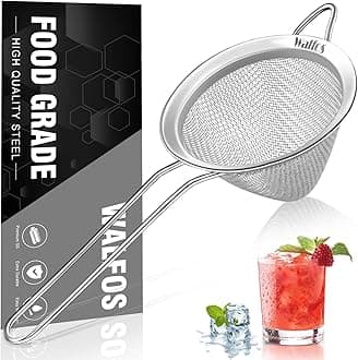 Walfos Small Fine Mesh Strainer for Cocktail & Tea, Mini Stainless Steel Sieve with Handle, 3.15 Inch Metal Strainers for Juicing, Coffee, Drinks, Tea Herbs