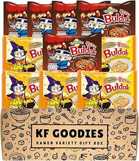 - Korean Ramen Variety Pack Gift Box (10 Count) – Spicy Buldak Noodle Assortment for Birthdays, College Care Packages, Office Snacks, and Gift Baskets