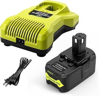 6.0Ah Replacement for Ryobi 18V Battery and Charger Combo Compatible with Ryobi 18V One+ Battery RB18L25 RB18L50 P108 P107 P104 P780(1Battery+1Charger)