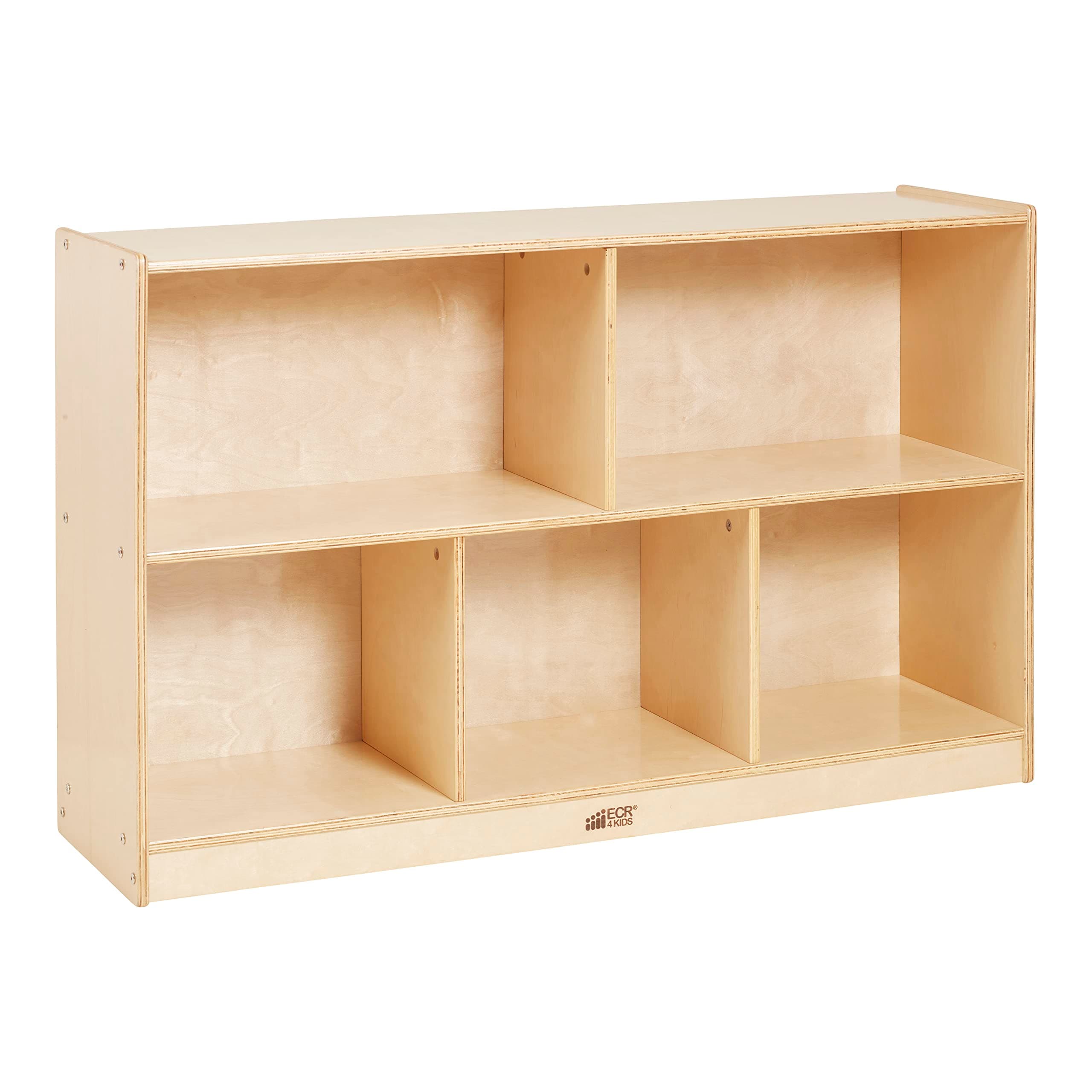 - 5-Compartment Mobile Storage Cabinet, Preschool, Classroom Furniture, Natural