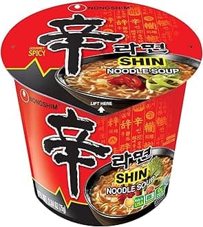 Nongshim Shin Cup Noodle Soup, Gourmet Spicy, 2.64 Ounce - PACK OF 18
