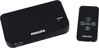 Philips 4 Device HDMI Switch, Wireless Remote, Use with 4K Smart TV Roku Xbox PS3 PS4 Fire Stick DVD Blu Ray Fire TV HDTV Cable Box PC, 4K 1080p 60 FPS, Ultra HD, HDCP 2.0, Black, SWV9484B/27