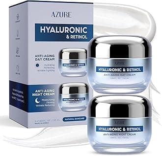 Hyaluronic Acid Moisturizer Face Cream - Dermatologist Tested, Anti-Aging Retinol Cream for Dark Spots, Fine Lines & Wrinkles - Clean Beauty, Korean Skincare - Day & Night Duo Set