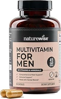 NatureWise Multivitamin for Men - Daily Male Support - Minerals & Herbs for Energy, Performance, Immunity - with Vitamin A, C, D, B-Complex - Soy & Gluten-Free, Non-GMO - 90 Capsules[45-Day Supply]