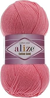 55% Cotton 45% Acrylic Cotton Gold Yarn 1 Skein/Ball 100 gr 360 yds (33-Candy Pink)