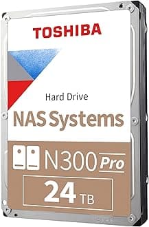 N300 PRO 24TB Large-Sized Business NAS (up to 24 Bays) 3.5-Inch Internal Hard Drive - Up to 550 TB/Year Workload Rate CMR SATA 6 Gb/s 7200 RPM 1.0 GB Cache - HDWG82EXZSTB