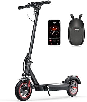 iScooter i10Max Electric Kick Scooter, 50 Mile Range, 28 mph Top Speed, Foldable, Black, Urban Commuter with Dual Suspension, App Navigation, 750W Motor, 10" Pneumatic Tires, 264 lbs Weight Capacity