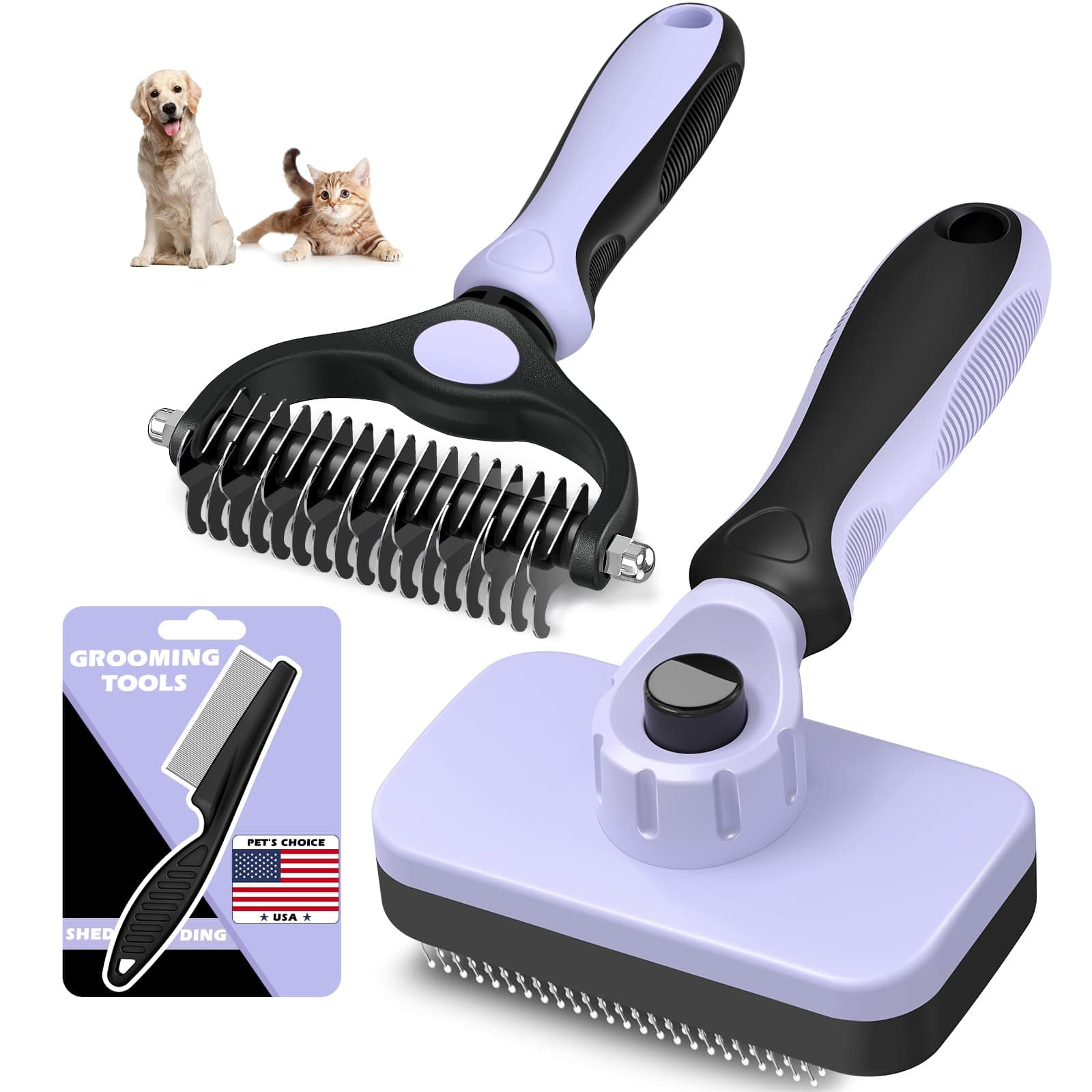 3PCS Pet Grooming Kit(Light Purple)