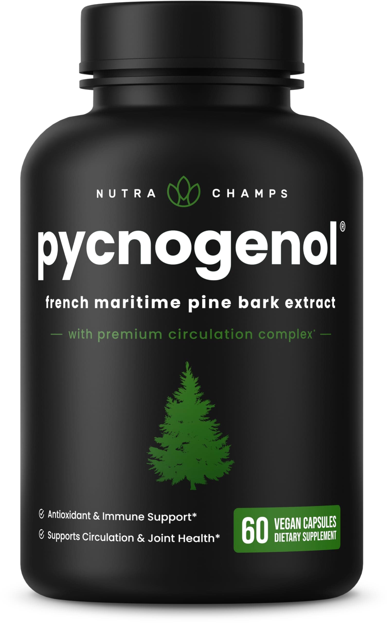Pycnogenol French Maritime Pine Bark Extract, Premium Circulation Complex, Blood Flow, Nitric Oxide Production, Superior Absorption, Results with Black Pepper Extract, 60 Capsules